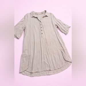 Easel Linen Blend Button-Front Dress – Size M
